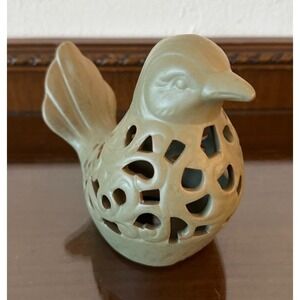 Chick Green Bird Cutout Floral Design Figurine Garden Decor